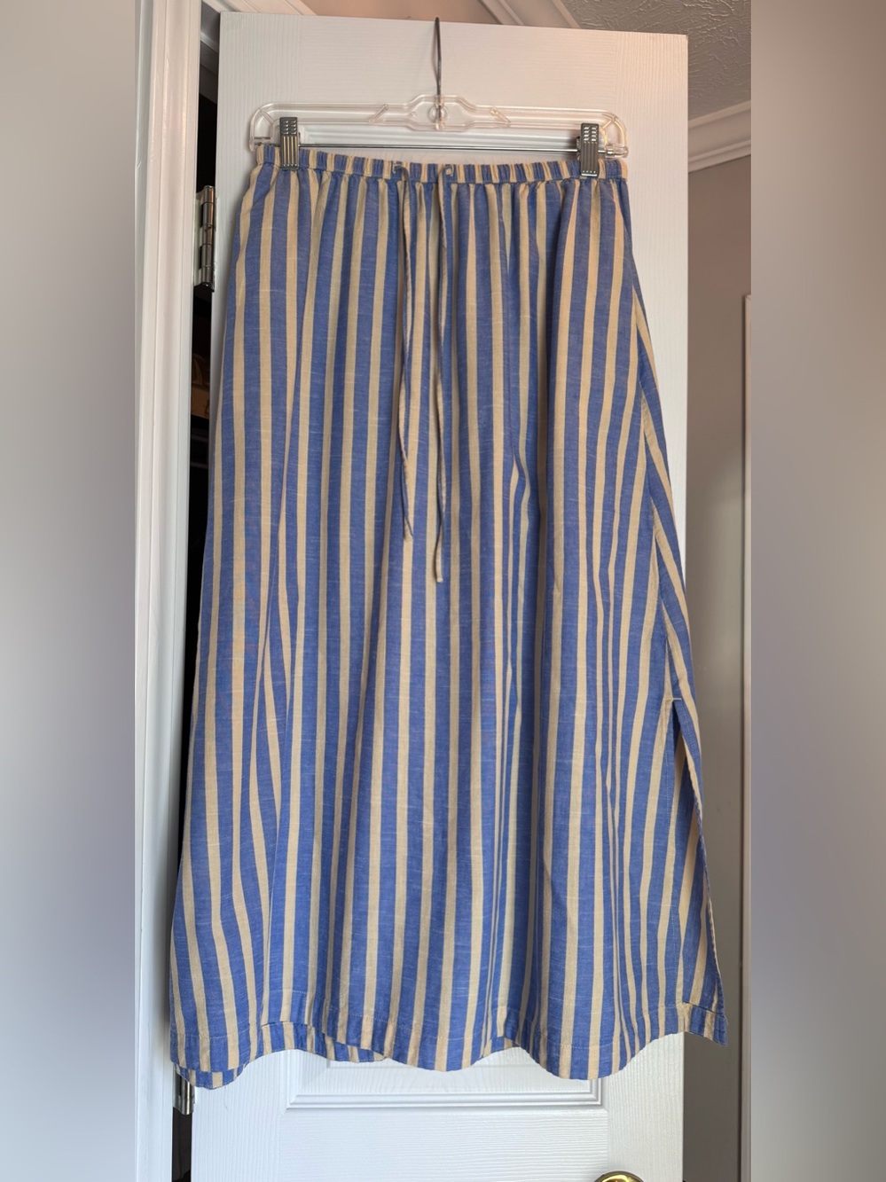 Universal Thread Blue and Cream Vertical Stripe Maxi Skirt